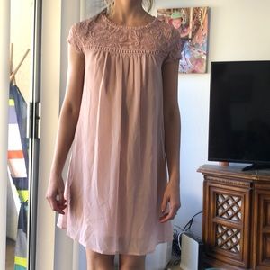 Blush colored lace dress
